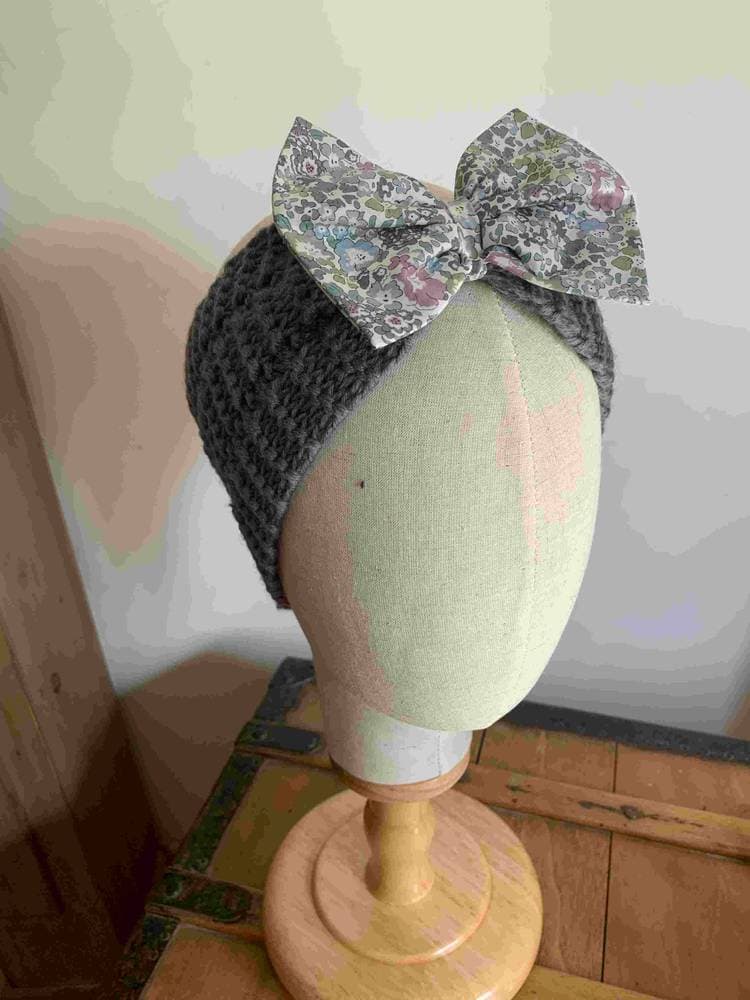 Bandeau Cache oreilles gris Liberty Michelle bleu gris et mauve à partir de 2 ans