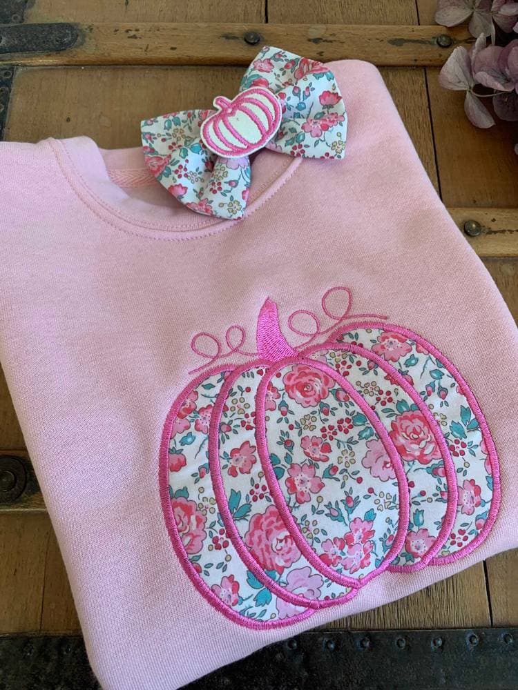 Sweat rose à personnaliser Broderie Liberty sur commande