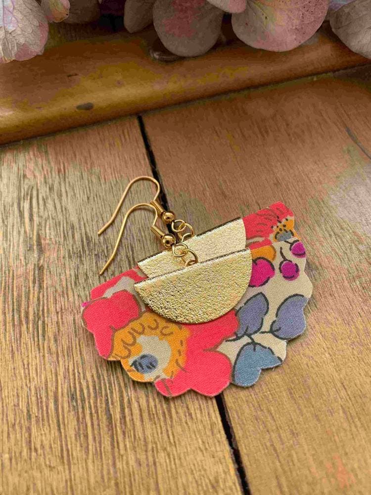Boucles d'oreilles éventail Liberty Betsy Fluo Thé
