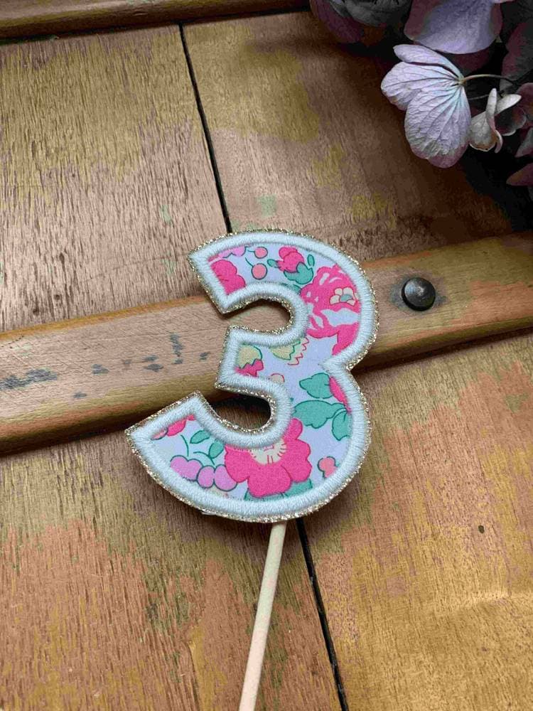 Cake Topper Liberty Betsy Pink & Gold Chiffre 3