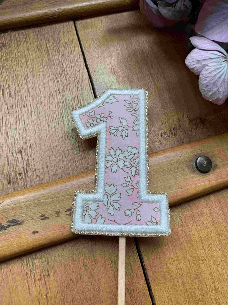 Cake Topper Liberty Capel rose Chiffre 1