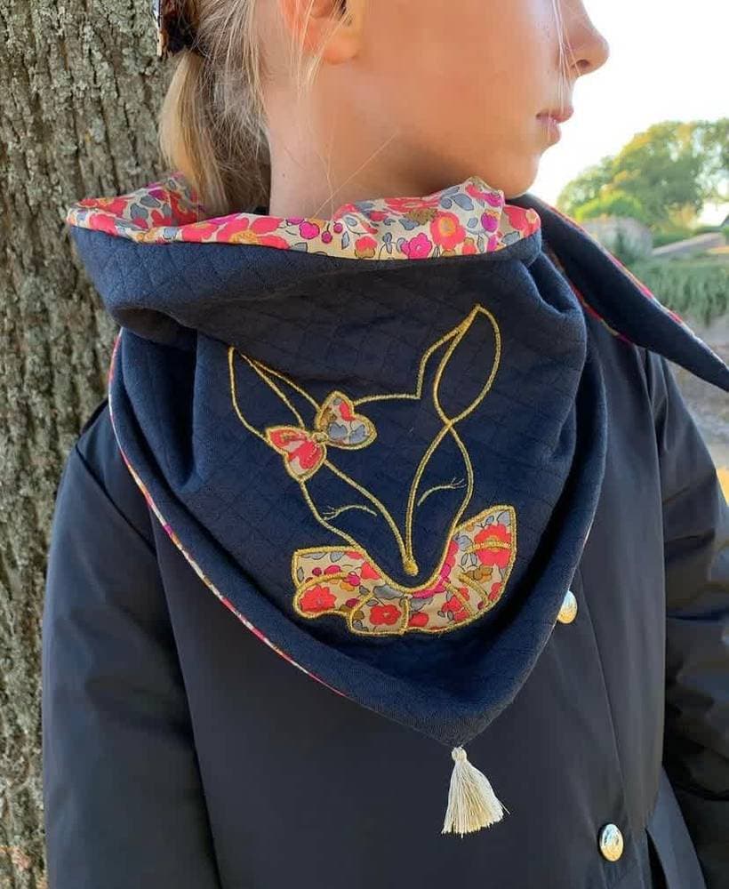 Chèche Liberty Betsy Fluo Thé brodé bichette doublure chaude 