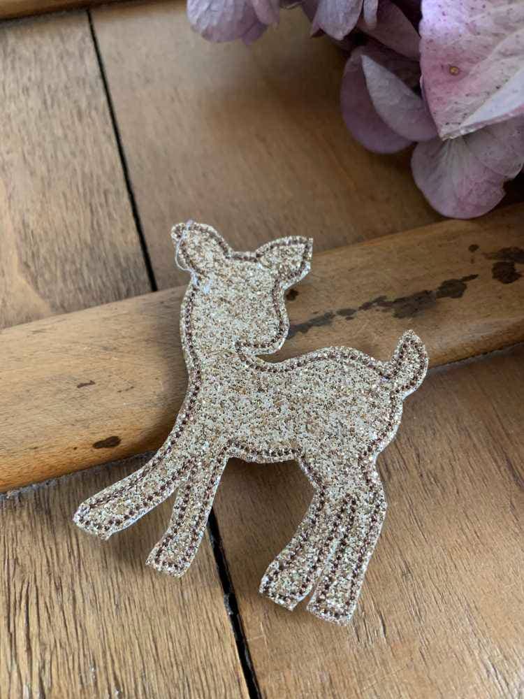 Barrette brodée Faon dorée