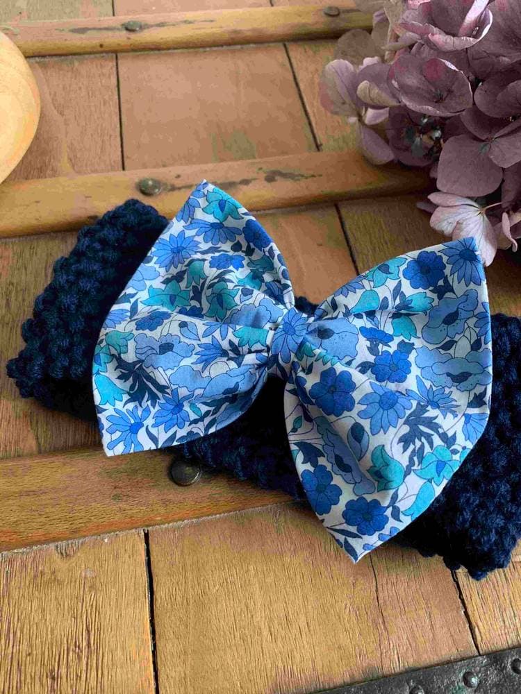 Bandeau Cache oreilles marine Liberty Poppy & daisy bleu 0-24 mois