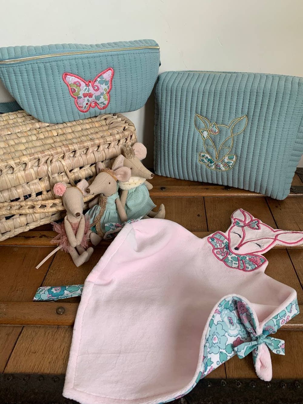 Sac à langer brodé à personnaliser avec le Liberty de votre choix sur commande