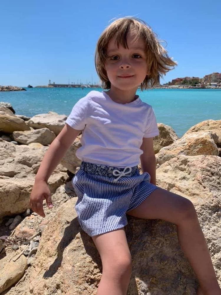 Short bi matières en rayé ou vichy seersucker et Liberty à choisir sur commande