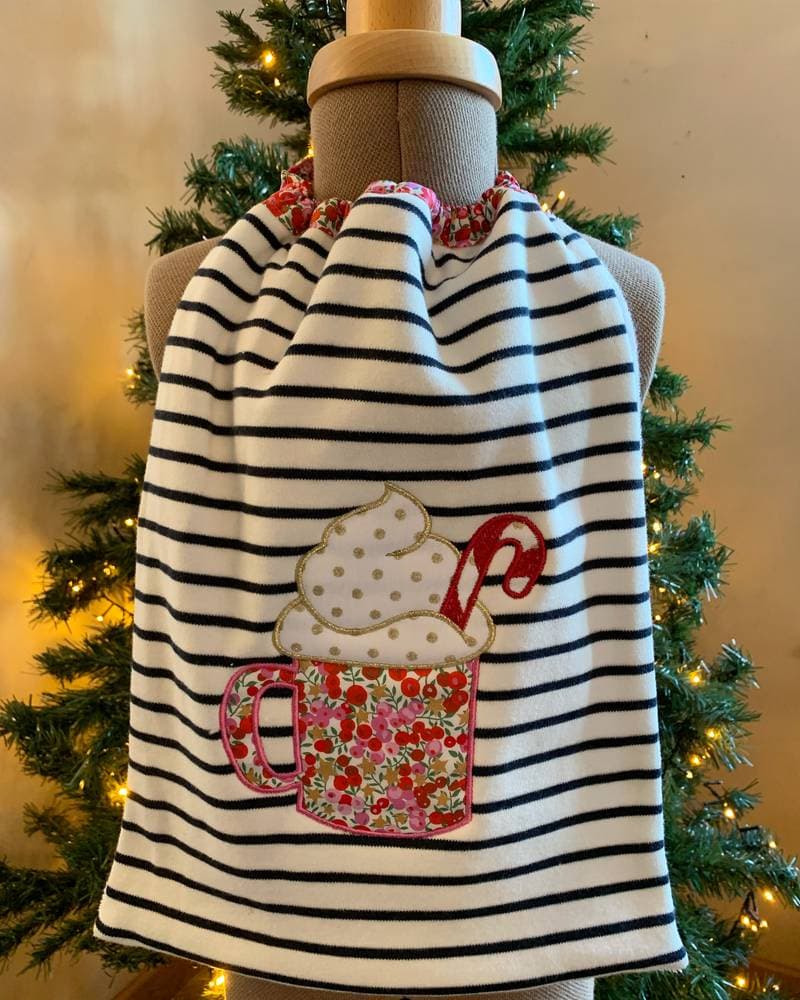 Bavoir géant à enfiler Broderie Chocolat viennois