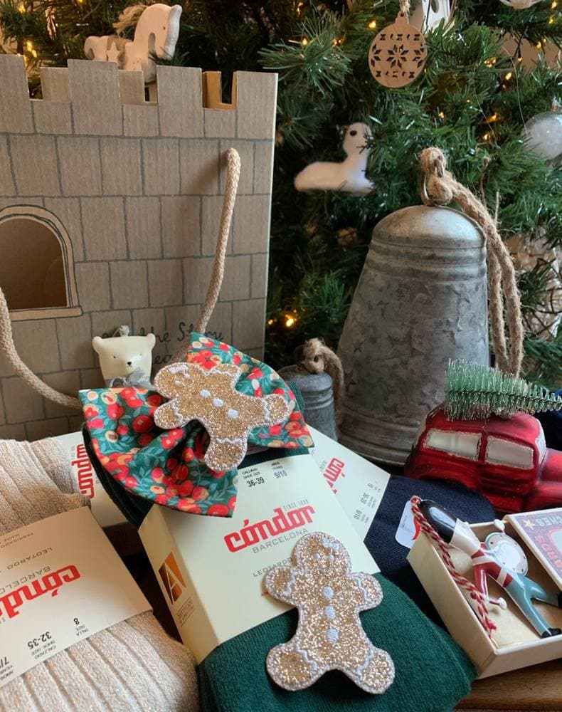 Barrette brodée Pain d'épices doré et écru