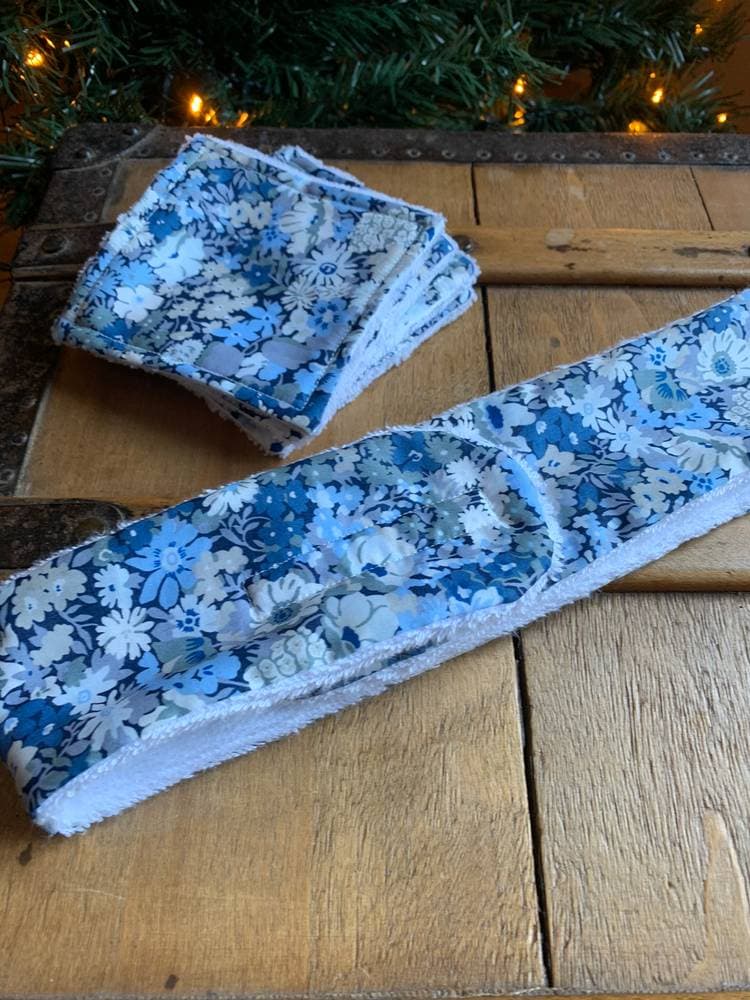 Bandeau Liberty et éponge démaquillage soin du visage Thorpe Barjavel