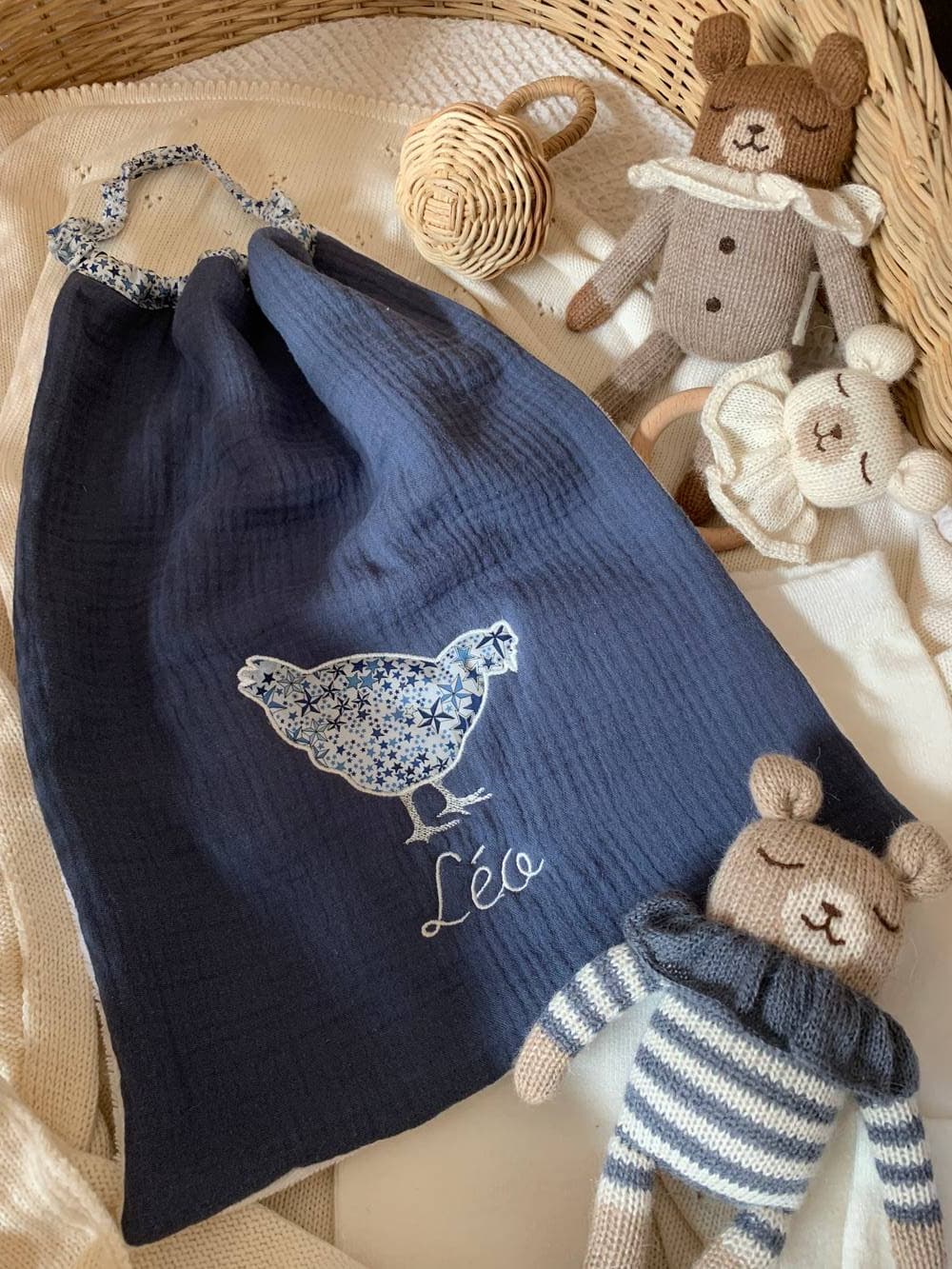 Serviette élastique ou bavoir géant double gaze à personnaliser