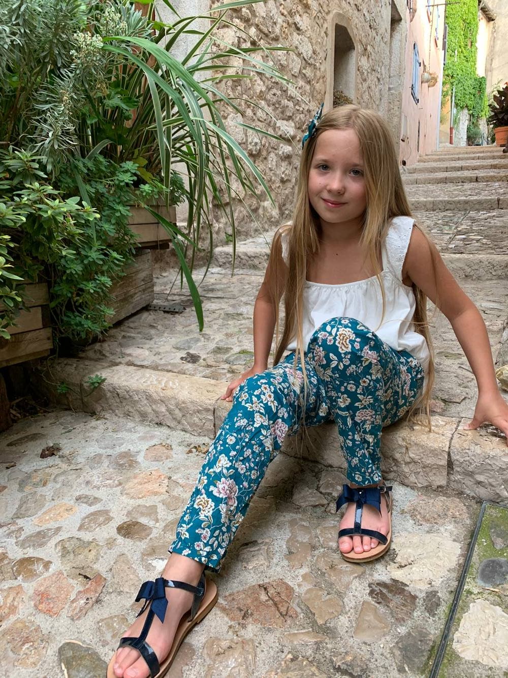 Pantalon fille taille froufrou Liberty classique sur commande