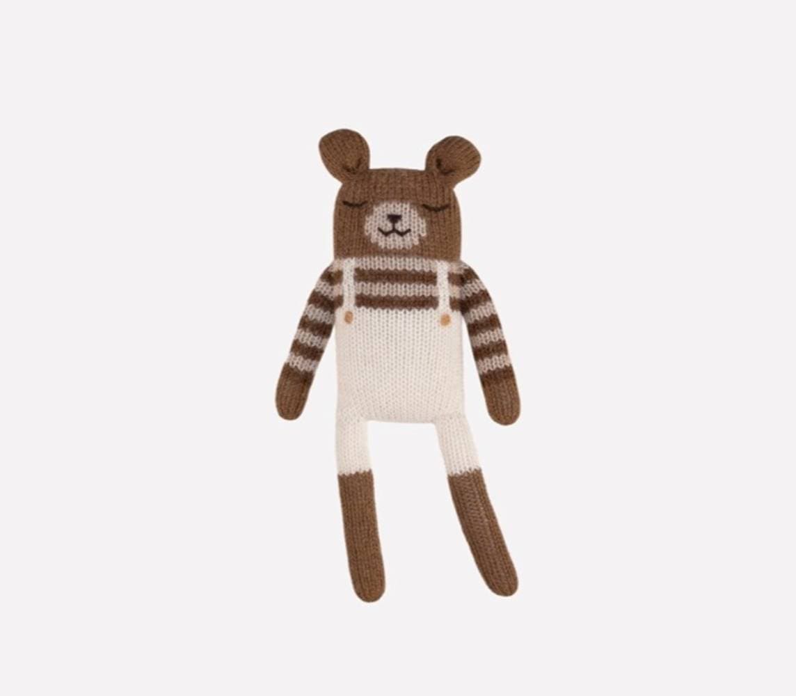 Doudou Main sauvage ourson en salopette écru