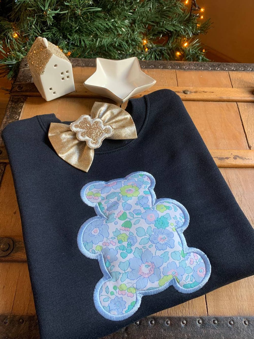 Barrette brodée ourson Liberty au choix sur commande