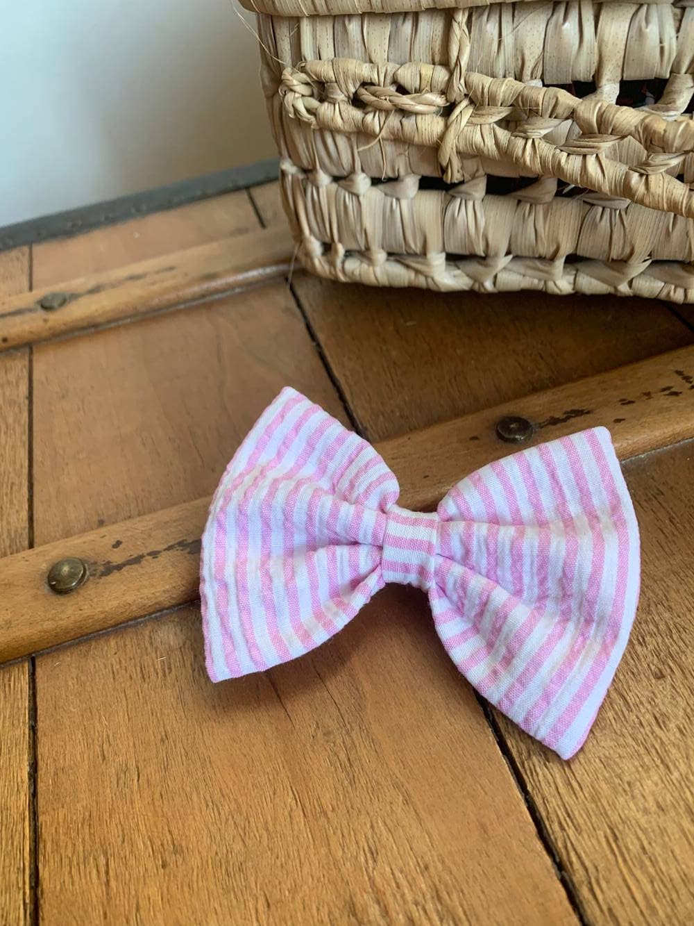 Barrette Rayée rose et blanc Taille XL