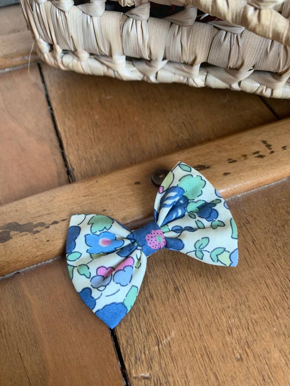 Barrette Liberty Betsy Bleu et vert vintage
