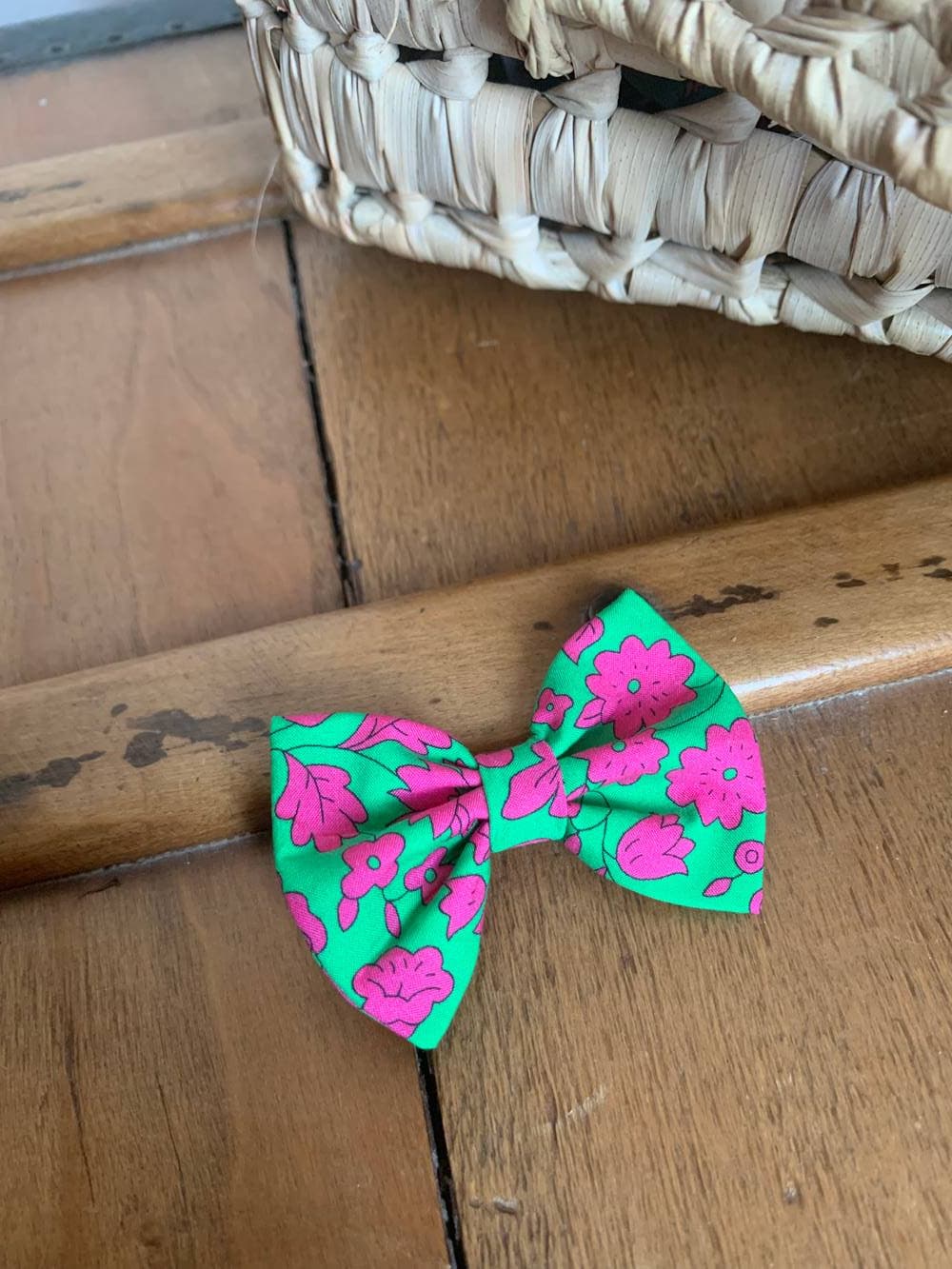 Barrette Liberty D'anjo rose et vert Taille M