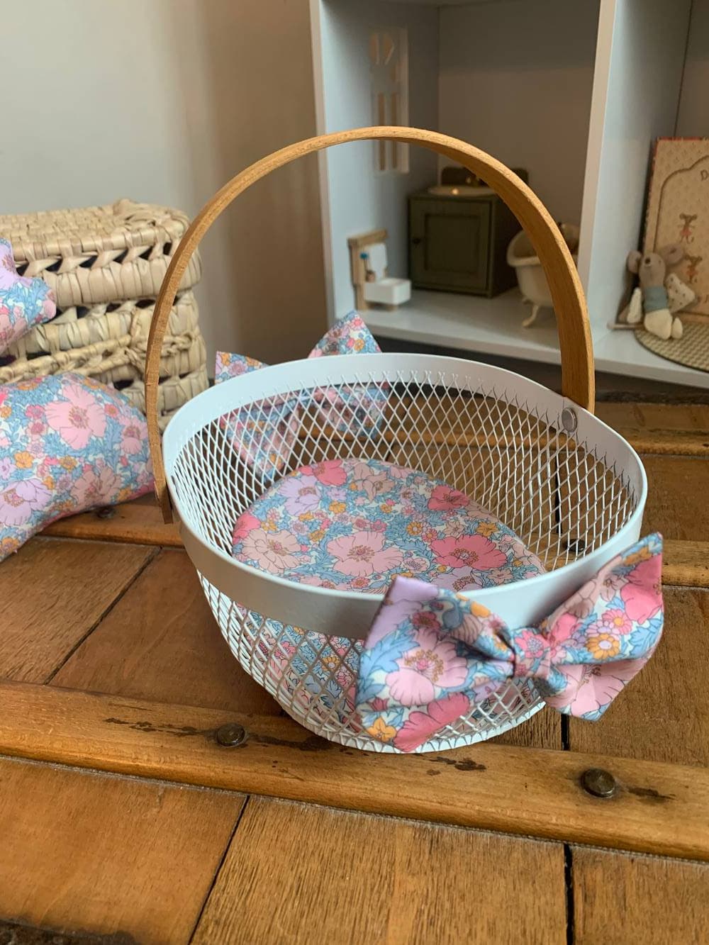 Panier décoré Liberty au choix sur commande