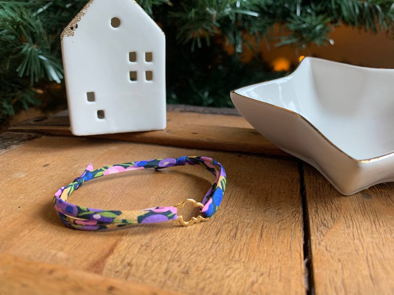 Bracelet Liberty Wiltshire stars violet nuage doré