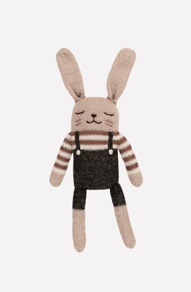 Grand doudou Main sauvage lapin en salopette