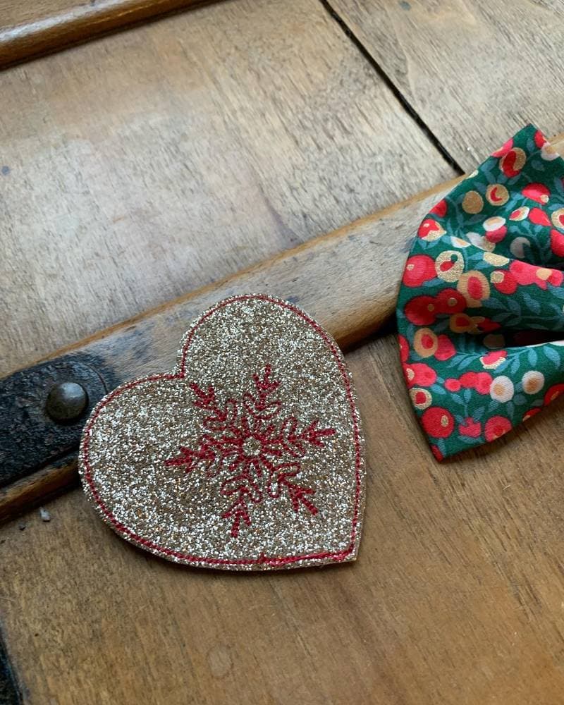 Barrette brodée Coeur alsacien