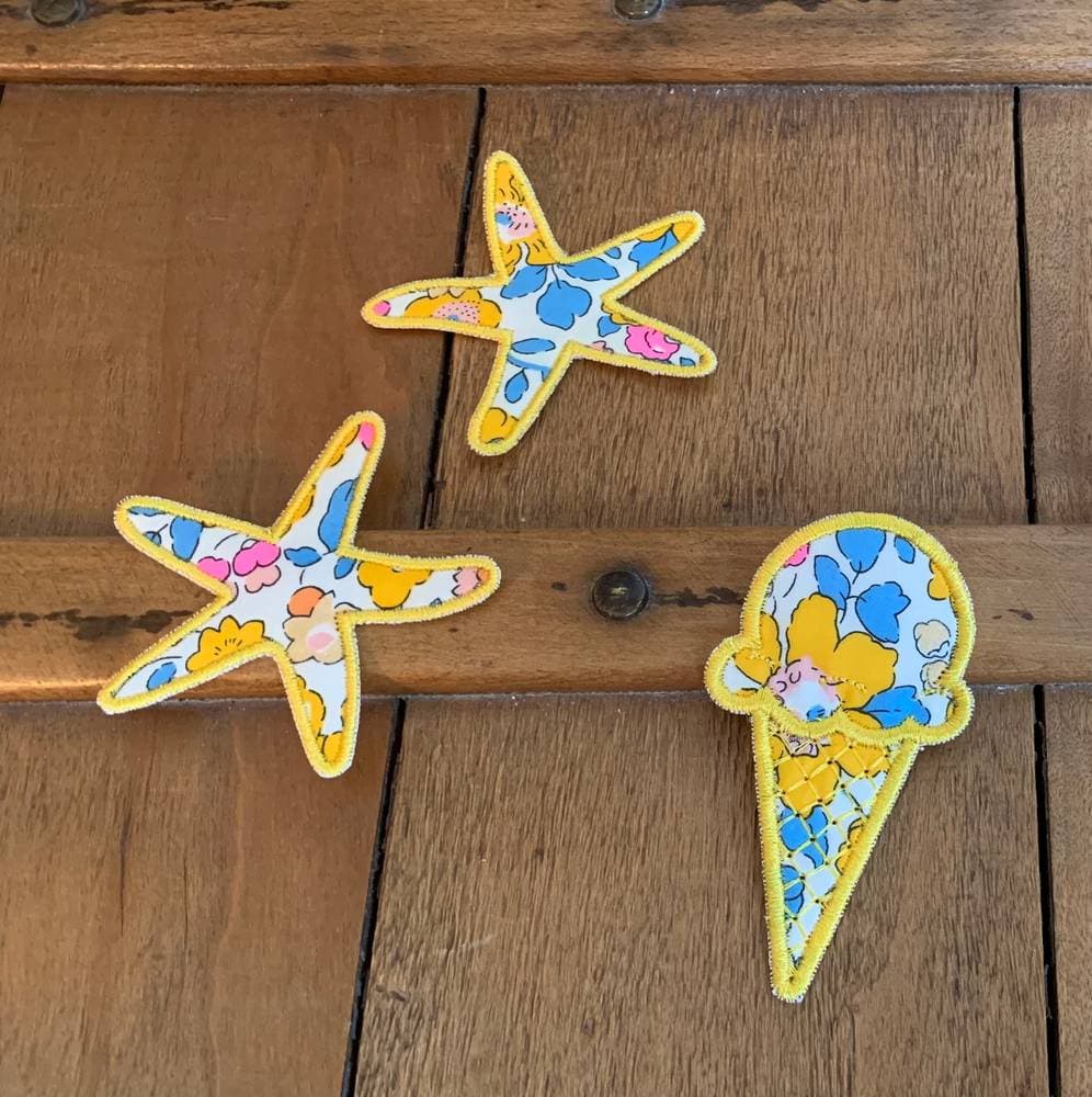 Barrette brodée étoile de mer Liberty au choix sur commande