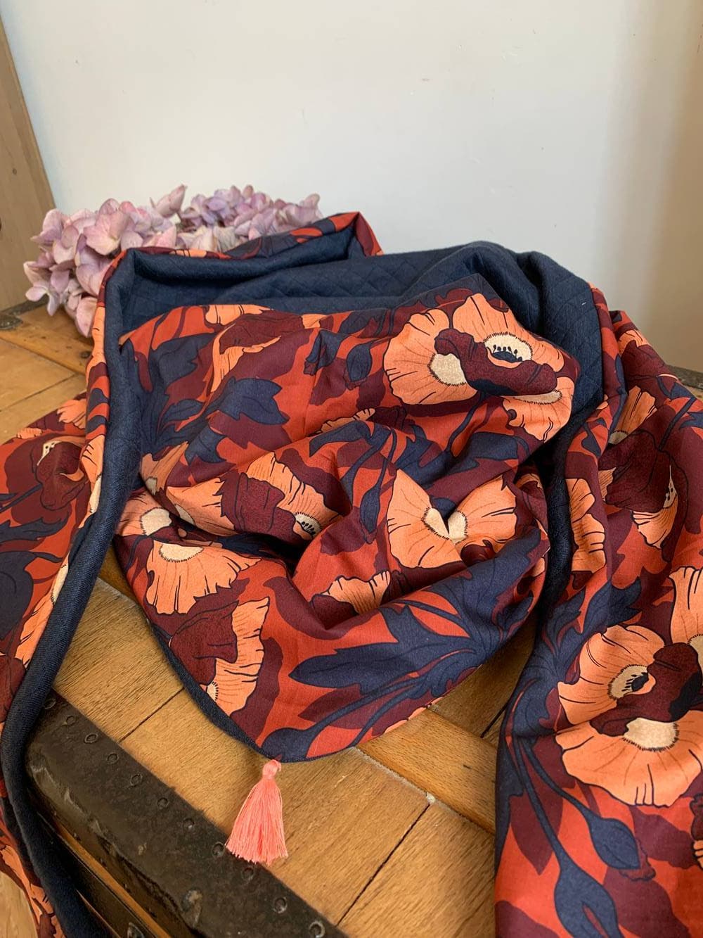 Chèche Liberty Butterfield Poppy rouille doublure chaude