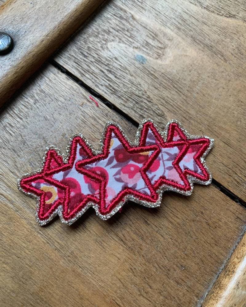 Barrette brodée Etoiles Liberty Wiltshire Ruby petit modèle